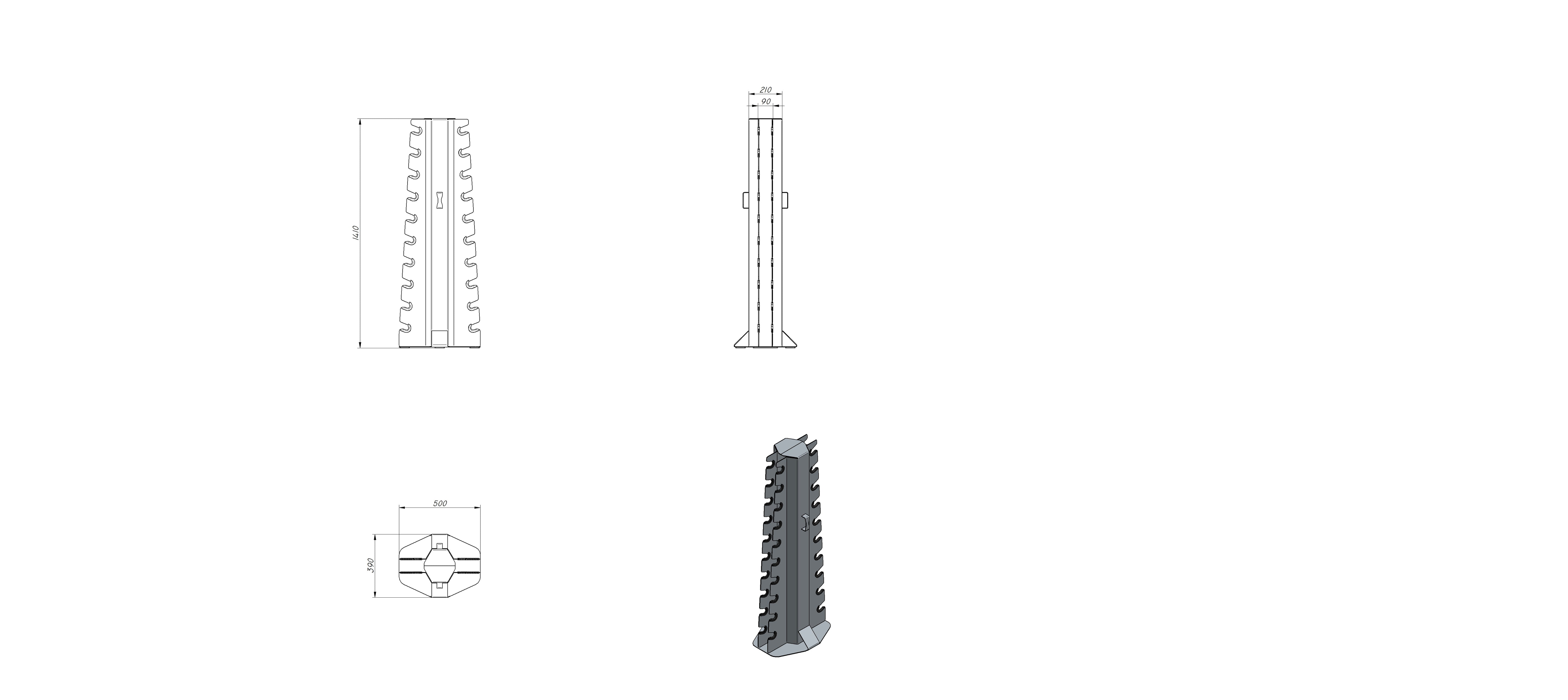 Vertical Dumbell Rack Verticale 10 coppie