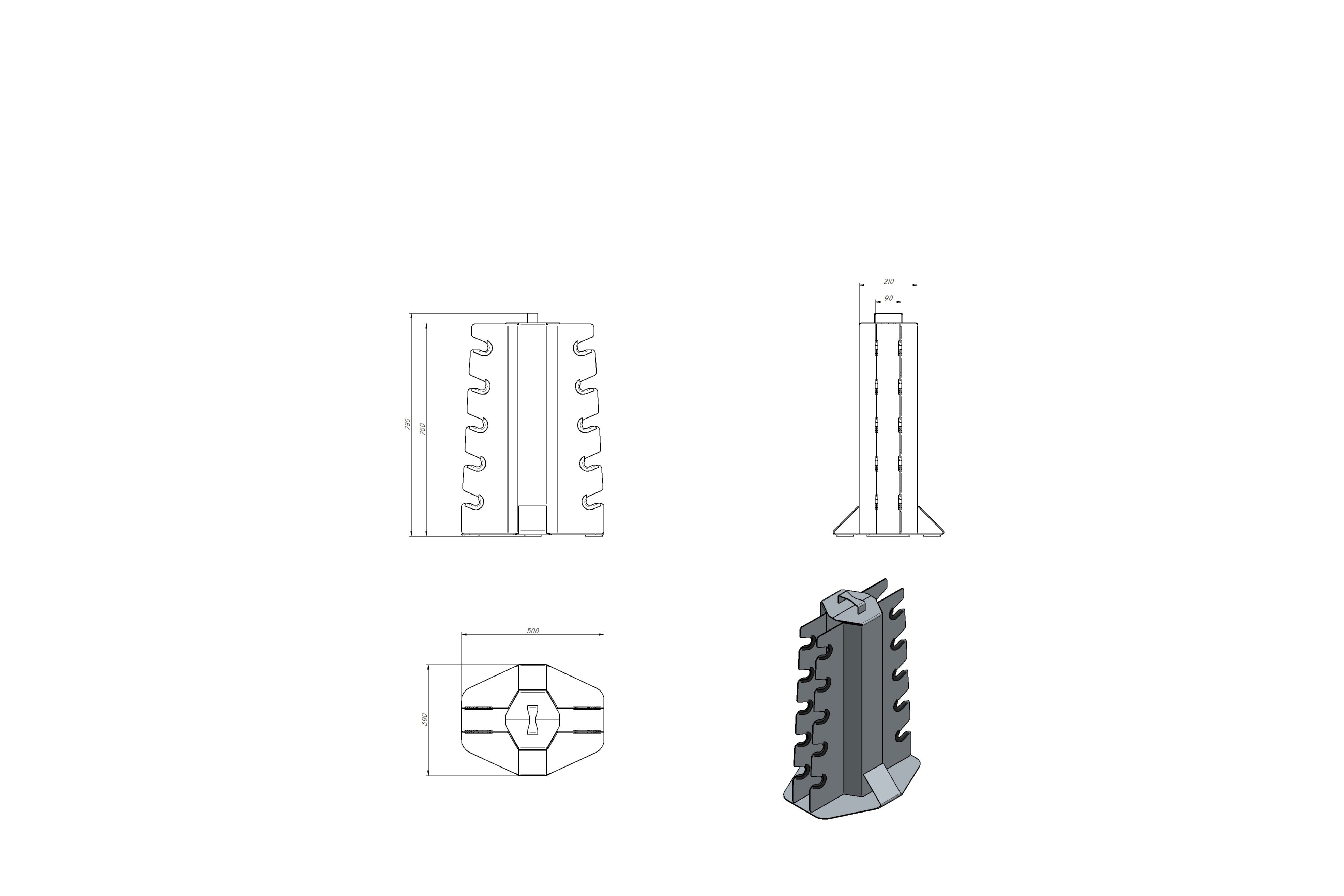 Vertical Dumbell Rack Verticale  Per 5 coppie