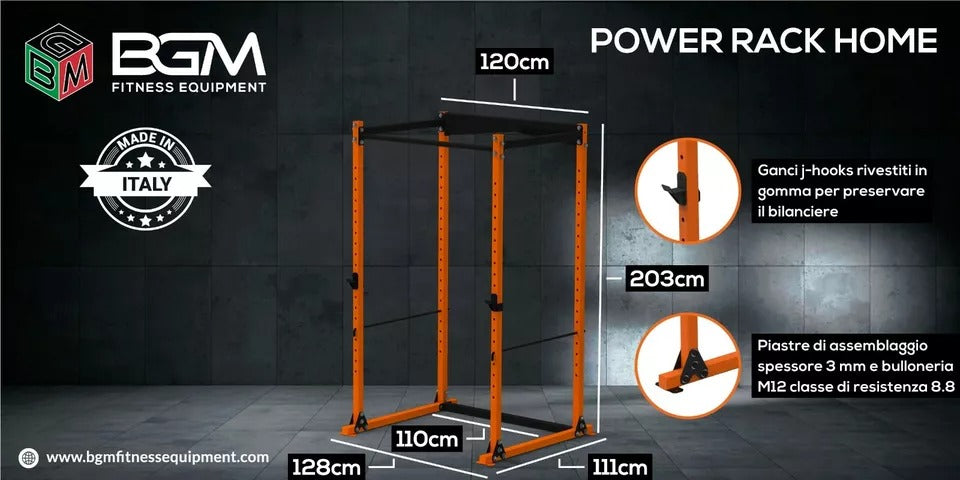 POWER RACK VERSIONE HOME GARANZIA 5 ANNI - BGM FITNESS EQUIPMENT-MADE IN ITALY